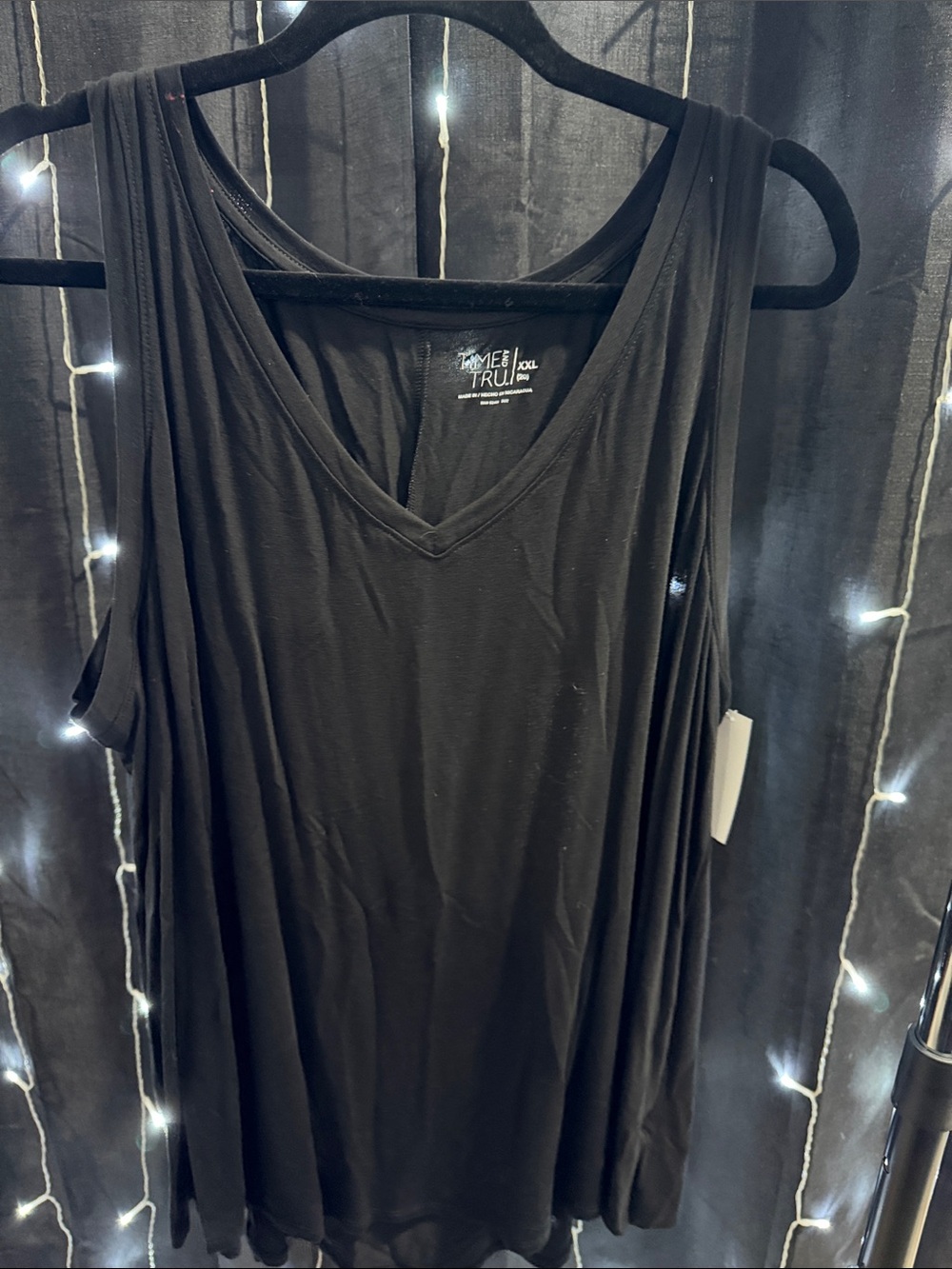 Time and Tru Black V-Neck Tank Top